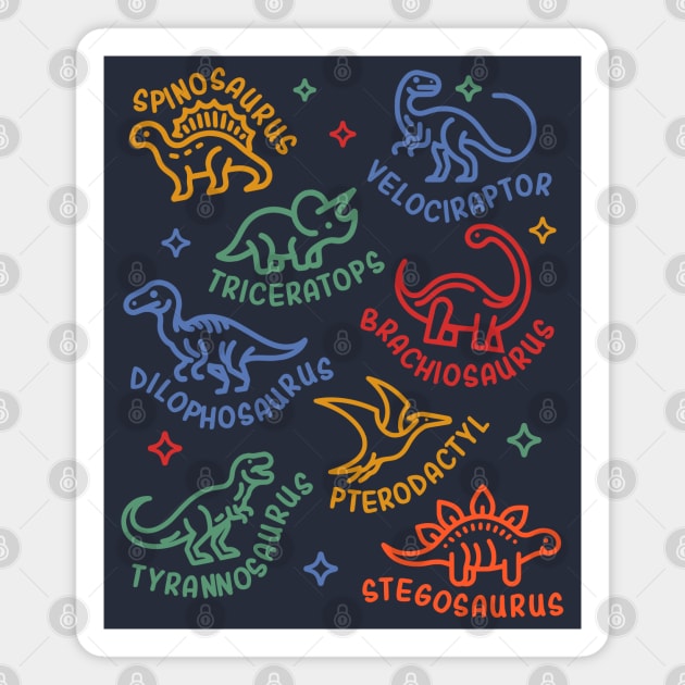 Types of Dinosaurs Dino Identification - Cute Dinosaur Lover Magnet by OrangeMonkeyArt